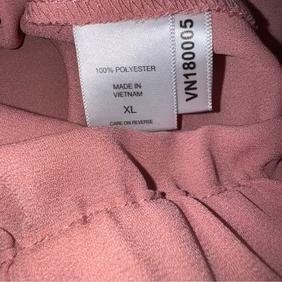 New York & Co Womens Pink 3/4 Sleeve Laced V-neck Bubble Hem Blouse Shirt XL - Picture 6 of 8